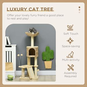 Parco Giochi per Gatti da Interno Beige con Struttura per Arrampicata e Tiragraffi, Confezionato in Cartone - Product Image 4