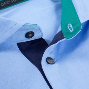 Polo à manches courtes bleu clair pour homme, logo loup brodé, tissage Oxford, coupe décontractée, respirant, 100% coton - Product Image 4