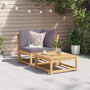 Canapé de jardin gris foncé avec accents en bois naturel - Product Image 3