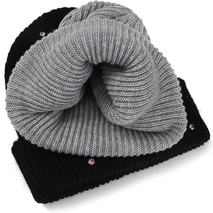 OEM Black Rhinestone Knit Beanie Hat Women <b>Men</b> Winter Cuffed <b>Cap</b> Ribbed Soft Warm Streetwear Custom Logo Hat - Product Image 2