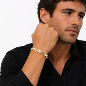 18ct Rose Gold Diamond Bar Link Bracelet for <b>Men</b> Modern Geometric Design with Black Enamel Inlay Luxury Gents Jewelry Wedding - Product Image 4