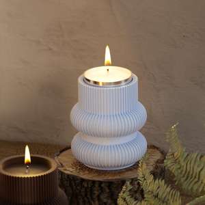 Geometric Stripes Candle Holder Aromatherapy Candle Gypsum <b>Epoxy</b> <b>Resin</b> Candle Silicone Mold - Product Image 2