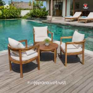 Fauteuil de salon extérieur en teck moderne de qualité supérieure avec coussin confortable et imperméable pour villa, salle à manger, patio, jardin, fauteuil Jeparawetrust - Product Image 6