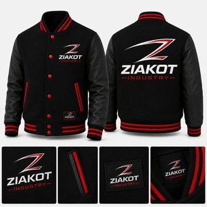 ZIAKOT Men's Black Gold Varsity <b>Jacket</b> Letterman Style Turn-down Collar Casual Autumn Winter Wear - Product Image 4
