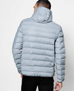 Veste d'hiver 100 % polyester pour homme, personnalisable avec logo, à capuche zippée, matelassée, chaude, épaisse, coupe-vent, OEM, pour l'extérieur - Product Image 6