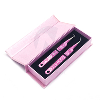 Pince à cils personnalisée avec logo, en acier inoxydable de haute qualité, antistatique, durable, motif léopard rose, pointe fine