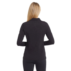 Polo de Manga Larga para Mujer, con Cuello en Contraste, Moderno, de Mezcla de Algodón Suave, Estampado, para un Look Casual de Negocios - Product Image 2