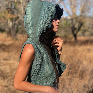 Soft Cotton Boho Sleeveless Hooded Vest with Tribal Design for Festival Ready Outfits Casual Layer for Women - Product Image 4