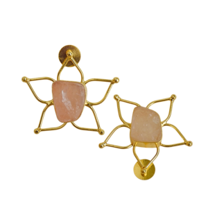 Boucles d'oreilles étoiles plaquées or avec pierres naturelles serties en clos, style bohème, bijoux de mode pour femmes - Product Image 4