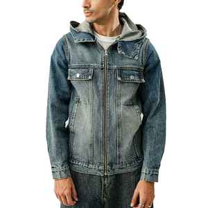 Chaqueta de Mezclilla Impermeable Tipo Bomber Personalizada de Fábrica, Servicio OEM, Logotipo Frontal Personalizado para Hombre - Product Image 1