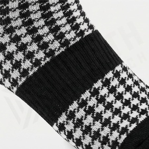 <b>Crew</b> <b>Socks</b> Houndstooth Pattern Black White Knitted Breathable Daily Casual Wear Adult Regular Style - Product Image 5