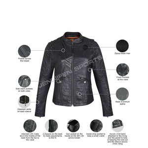 Blouson en cuir de vachette véritable noir pour femme, style motard vintage, coupe courte, dernier design, vente en gros - Product Image 3