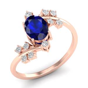 Anillos Solitarios de Plata de Ley 925 con Moissanita de Diseño Elegante REYES para Mujer, Anillos de Compromiso de Lujo con Zafiro Azul de 1.2 Quilates - Product Image 2