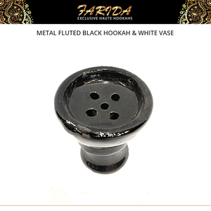 Chichas Farida de Luxe Mini Égyptiennes en Métal Cannelé Noir avec Vase Blanc – Prix de Gros - Product Image 5