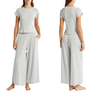 New Arrivals Organic Cotton Pajama Short <b>Set</b> With Custom Print Lounge <b>Set</b> <b>Pyjama</b> <b>Set</b> for Women Ladies Cotton Pajamas Women's - Product Image 3