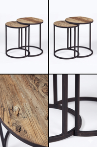 Juego de Mesas Auxiliares Modernas Rafert, Ecológicas, Duraderas, Redondas, con Base de Hierro y Tapa de Madera, para Apartamento, Cafetería, Salón - Product Image 5