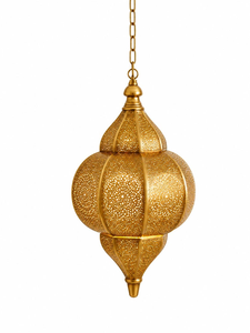 Handmade Moroccan Gold Hanging Lantern <b>Turkish</b> Metal Pendant <b>Light</b> Boho Home Decor Decorative Ceiling Hanging Lamp Ambient <b>Light</b> - Product Image 4