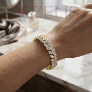Preciosa Pulsera de Diamantes Creados en Laboratorio con Forma de Pera, Elaborada en Oro de Ley 14k, Elegante Brillo para Uso Diario - Product Image 3