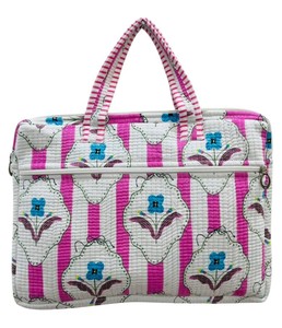Indian Striped Floral Hand Block Printed Handmade Lightweight Portable Quilted <b>Laptop</b> <b>Sleeves</b> Zipper for Office Use | 100% - Product Image 4
