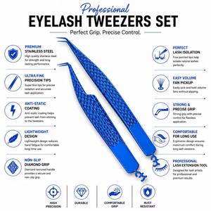 แหนบต่อขนตา Morje Surgical Blue สแตนเลสสตีล ปลายเรียวละเอียด พื้นผิวเรียบ รุ่น MS-ET-0007 สำหรับการต่อขนตา - Product Image 6