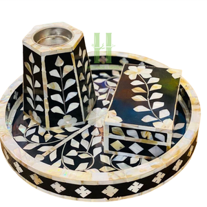 Quemador de incienso con incrustaciones de madreperla, juego de quemador de incienso Bakhoor árabe con bandeja y caja, logotipo personalizado de estilo árabe de Vietnam - Product Image 6