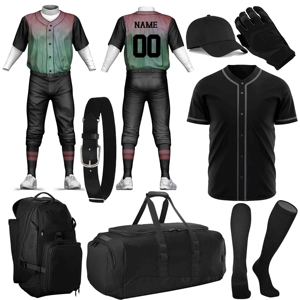 Custom Baseball Jersey Set Unisex Gradient Color Sublimated Moisture Wicking <b>Polyester</b> Adult Uniforms Pants Hat Gloves <b>Socks</b> Bag - Product Image 1