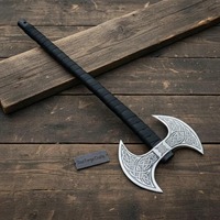 Hache à double lame de qualité industrielle Soul Forge Crafts, en acier à haute teneur en carbone, tête de tomahawk tactique, manche en caoutchouc, pour la survie