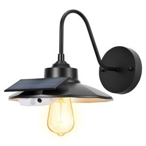 Luz de Granero negra para exteriores, alimentada por energía Solar, 3 modos de iluminación, Sensor de movimiento, 1 paquete, lámpara de cuello de cisne, aplique de pared de granja E26 - Product Image 1