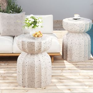 Set di Tavolini da Caffè Resistenti da 13 Pollici in Cemento MgO, Design Moderno, Impermeabili per Interni/Esterni, per Patio e Giardino - Product Image 2
