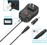 Adattatore Universale AC DC 34W 3V-12V con 8 Punte e Alimentatore USB 5V 2A per Strisce LED, Router, Altoparlanti, Smartphone, Tablet