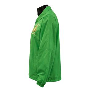 Green <b>Waterproof</b> Coach <b>Jacket</b> Lightweight Outdoor Windbreaker Casual Button Front <b>Jacket</b> Embroidered Design Fashion - Product Image 2