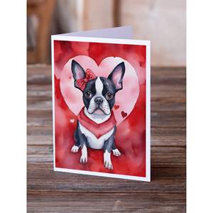 Whimsical Boston Terrier การ์ดอวยพร A7วาเลนไทน์ของฉันแพ็คการ์ดเปล่า8ใบพร้อม5x7ขนาดซองจดหมาย - Product Image 2