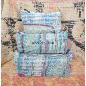 Tassel Pattern Cotton Kantha Fabric Zipper Closure Boho Style Eco-Friendly Durable Lightweight Multi-Function Soft Handle <b>Case</b> - Product Image 1