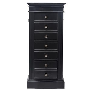 Armadio Portagioie Nero con 7 Cassetti, 24 Ganci per Collane, 2 Ante Laterali a Battente, Organizzatore per Gioielli - Product Image 2