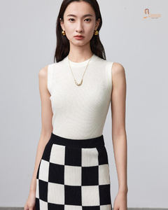 Camiseta sin Mangas Básica Ajustada de Algodón Tejido a Mano Transpirable, Estilo Chaleco Liso, Cuello Redondo, Casual, Primavera Verano, Precio de Fábrica - Product Image 1