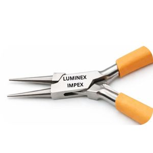 Alicates de punta redonda para joyería de 5″, herramienta de precisión de acero inoxidable para hacer bucles de alambre, mango naranja, certificado CE, fabricante - Product Image 2