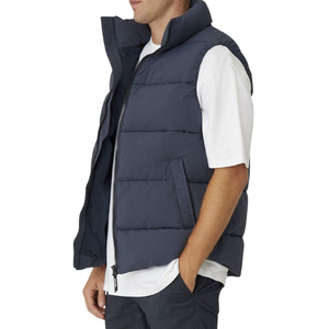 Men's Navy Blue Quilted <b>Puffer</b> Vest Zipper Closure Windproof Casual Outerwear Winter Wear <b>Cheap</b> Price Wholesale Rate OEM - Product Image 4