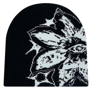 Unisex Knit Beanie Hat with Abstract Pattern Black Base Street Style <b>Winter</b> <b>Cap</b> for Adults 56-58CM Head Circumference - Product Image 3