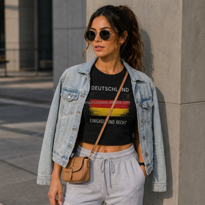 T-shirt court pour femme, col rond, manches courtes, décontracté, en jersey de coton, pour le printemps et l'été, prix abordable - Product Image 1