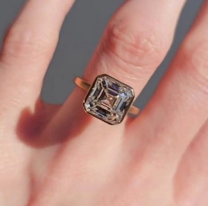 3CT Asscher Cut Moissanite <b>Ring</b>: Sterling <b>Silver</b> Bezel Set <b>Solitaire</b>, engagement <b>ring</b>, wedding <b>ring</b>, unique <b>ring</b>, handmade jewel - Product Image 5