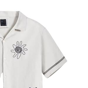 New Fashion Oversized Knitted Button Down <b>Shirt</b> Men <b>Short</b> <b>Sleeve</b> Collar OEM Custom Low MOQ - Product Image 3