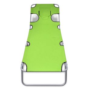 Chaise longue pliable en polyester vert pomme, grande et confortable, pour l'extérieur - Product Image 2