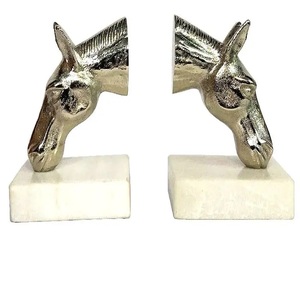 New design Horse Head Bookend Set with Marble Base Decorative Metal Animal Sculpture <b>Book</b> Holder Custom Size Finish New design - Product Image 1