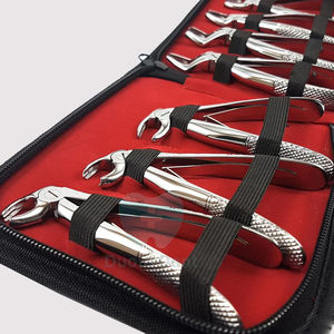 Kit d'instruments dentaires chirurgicaux en acier inoxydable à motif anglais pour adultes, avec forceps d'extraction dentaire et ensemble d'instruments dentaires - Product Image 3