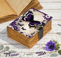 Carnet en cuir violet à motifs papillons, 200 feuilles, style vintage, fait main, pour aquarelle et écriture, par Herb Heritage