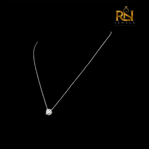 Collier pendentif diamant rond style vintage, chaîne solitaire en or massif 9K 14K 18K, bijoux fins - Product Image 3