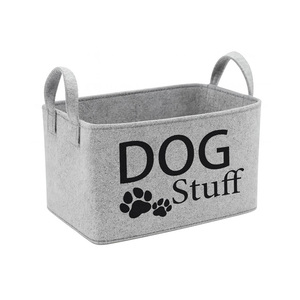 Braided Basket with Felt Patch Basket with Handles Foldable Nursery <b>Shelf</b> Storage for Plant Dog Cat Toy <b>Organizer</b> - Product Image 5