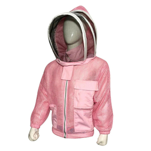 Pink Kids Beekeeping Jacket 3-Layer Ventilated Mesh Fencing Veil Hood Elastic Waist Thumb Loop OEM Wholesale Beekeeping <b>Suit</b> - Product Image 4