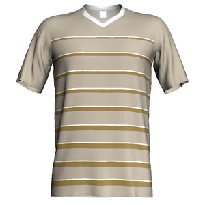 Camiseta de Fútbol Personalizada con Múltiples Rayas Finas, Cuello en V, Color Beige Dorado, Sublimación, Secado Rápido, Uniforme de Fútbol para Hombre - Product Image 1