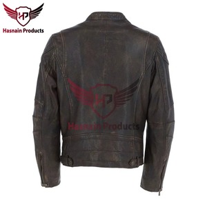 Chaqueta de Cuero Genuino Marrón para Hombre, Estilo Motero, Cafe Racer, de Piel Vacuna, con Hombros Acolchados, Clásica, Personalizada, para Invierno - Product Image 3